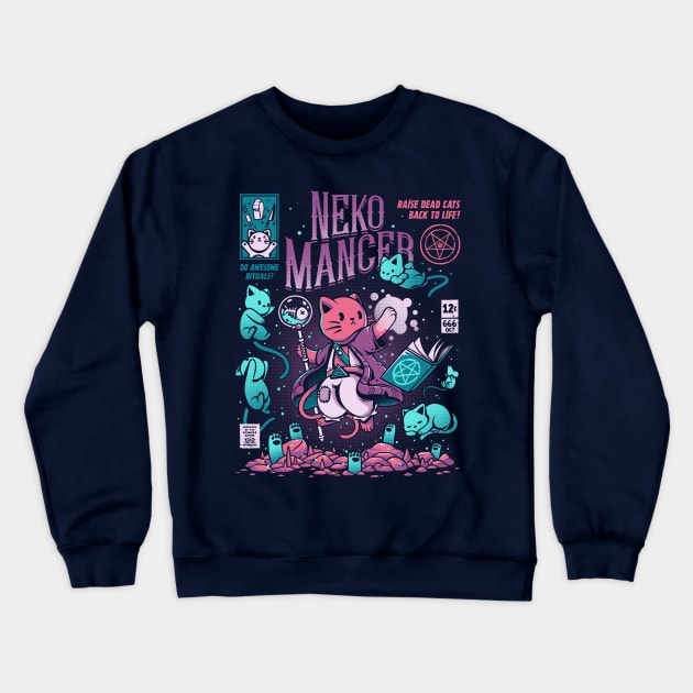 Nekomancer - Cat Ritual Crewneck Sweatshirt by Ilustrata